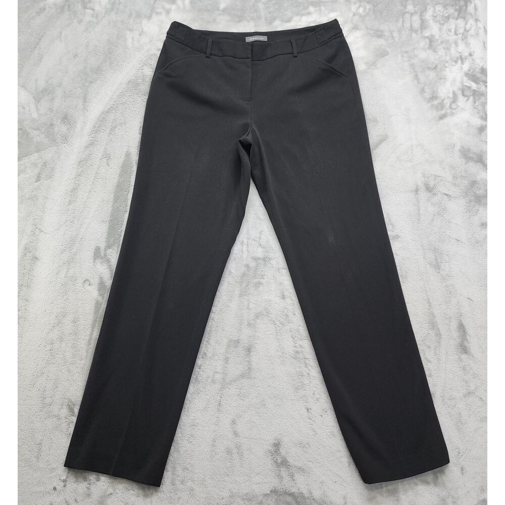 Atelier Pants‎ Womens 12 Black High Rise Button Tab Waist Straight Leg Office